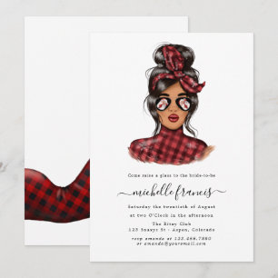 Invitation de mariage de Noël à carreaux rouges de