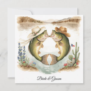 Invitation de mariage de pêche au Texas Chapeau de