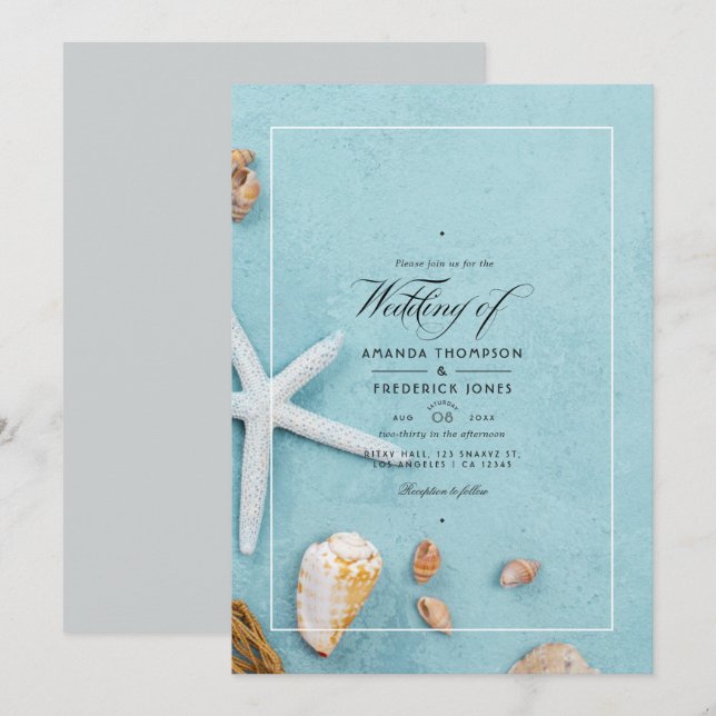 Invitation de mariage de plage d'été (Devant / Derrière)