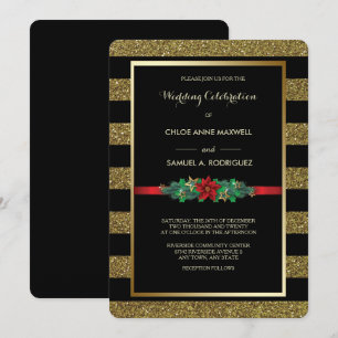Invitation de mariage de poinsettia de Noël de