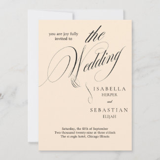 Invitation de mariage de script classique minimali