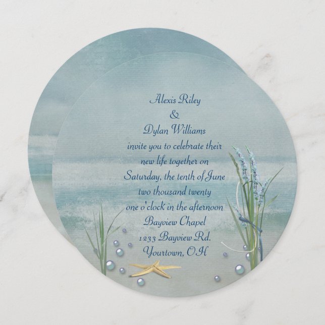 Invitation de mariage de Starfish Seashore (Devant / Derrière)