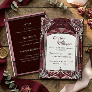 Invitation de mariage de style vitrail
