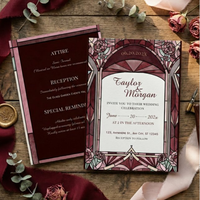 Invitation de mariage de style vitrail (Créateur téléchargé)
