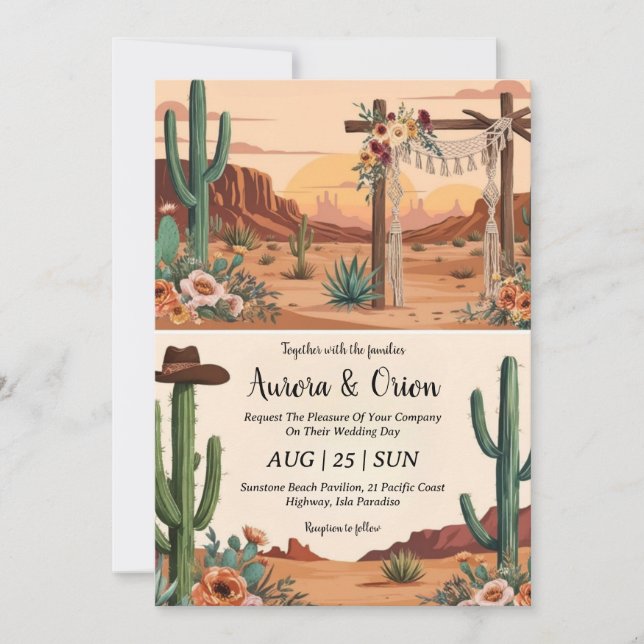 invitation de mariage de wild western boho (Devant)