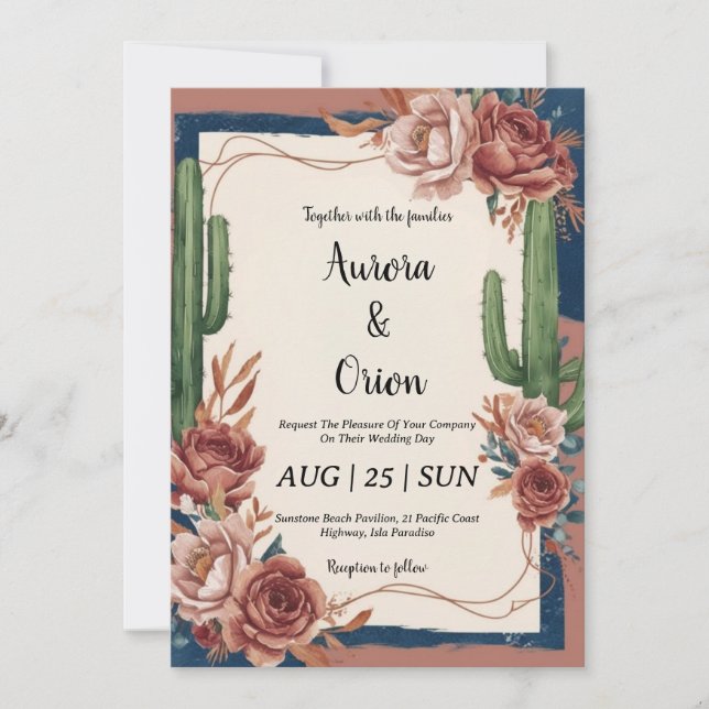 invitation de mariage de wild western boho (Devant)