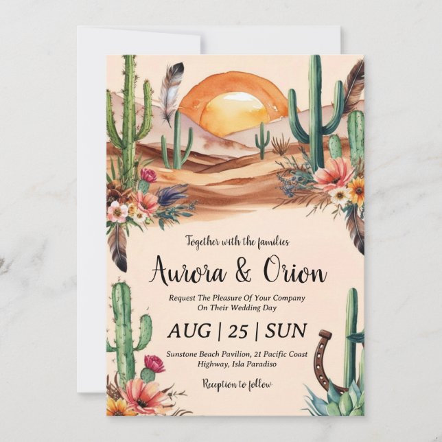 invitation de mariage de wild western boho (Devant)