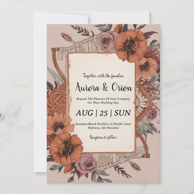invitation de mariage de wild western boho (Devant)
