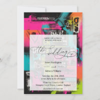 Invitation de mariage design de Neon Graffiti