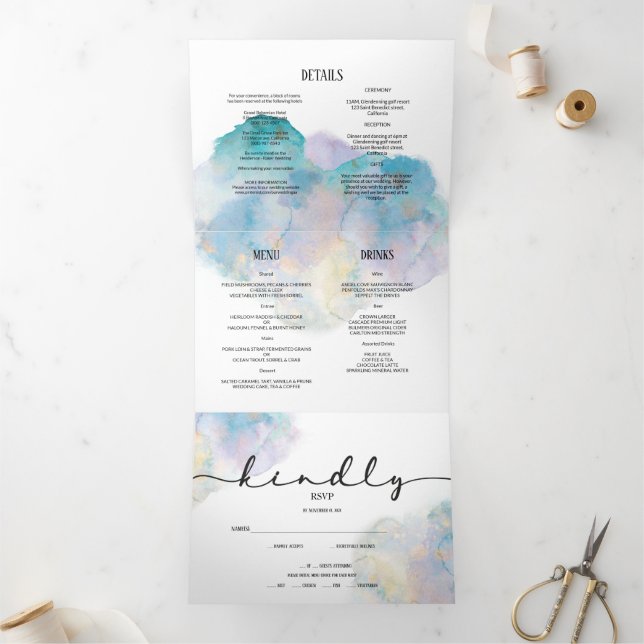 Invitation de mariage/détails/menu/réponse. (Intérieur)