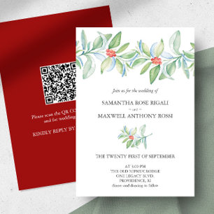 Invitation de mariage d'hiver avec code QR