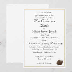 Invitation de mariage d'hiver catholique