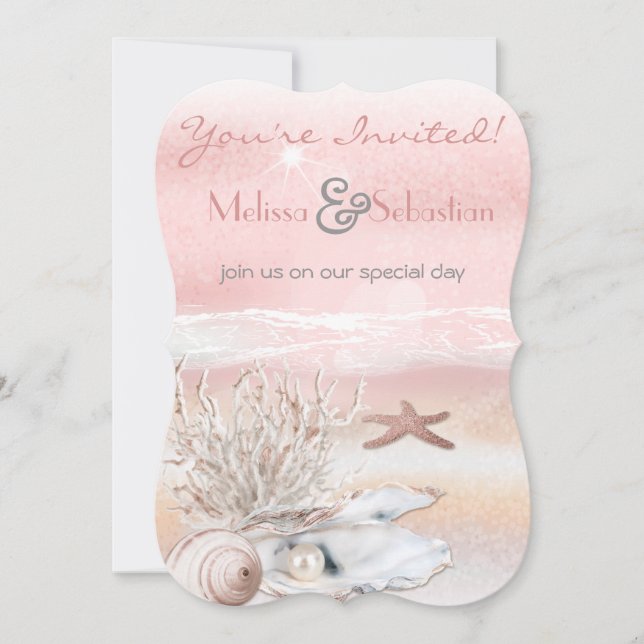 Invitation de mariage Dream Shore Beach Peach (Devant)