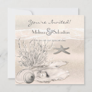 Invitation de mariage Dream Shore Beach Sepia