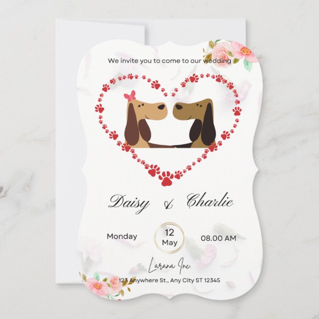 Invitation de mariage drôle de chien  (Devant)