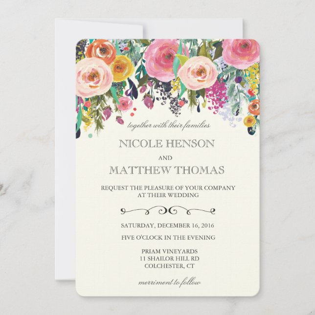 Invitation de mariage du jardin floral (Devant)