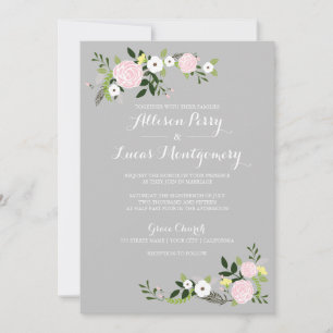 Invitation de mariage du jardin floral -gris
