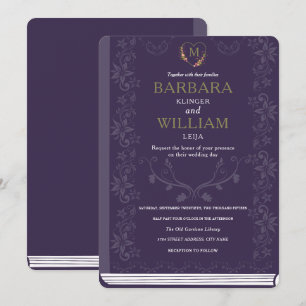 Invitation de mariage du livre de bibliothèque vin