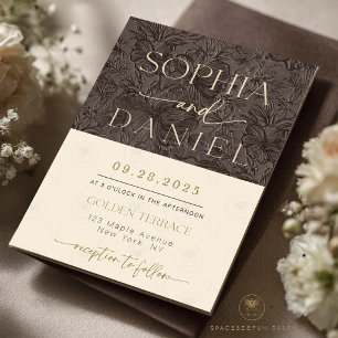 Invitation de mariage élégant chocolat et moka mod