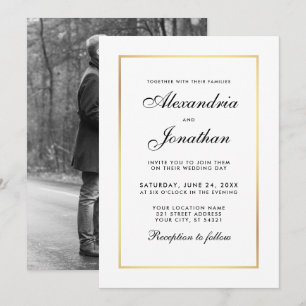 Invitation de mariage élégant moderne - Photo noir