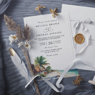 Invitation de mariage élégant plage Cancun Mexique