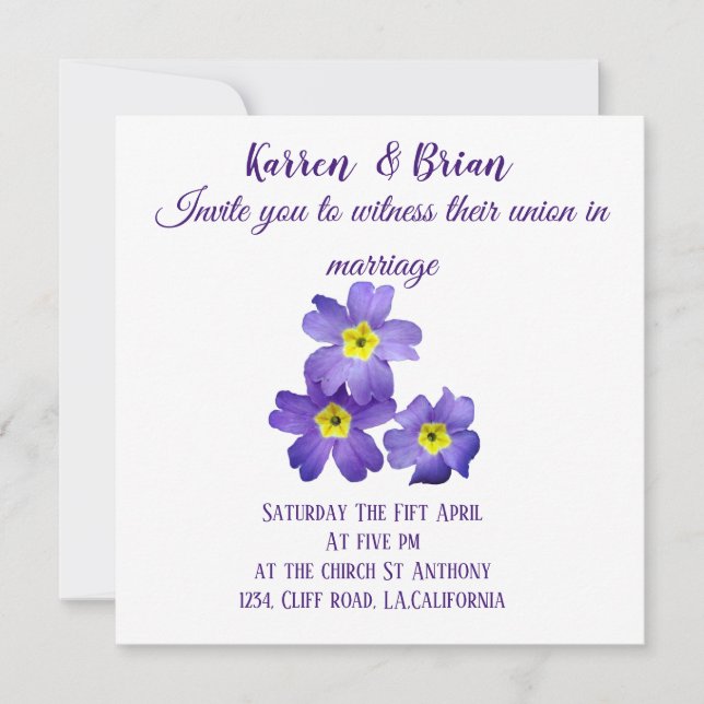 Invitation de mariage élégante (Devant)