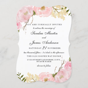 Invitation de mariage élégante à fleurs blanches