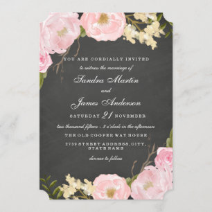 Invitation de mariage élégante à la craie florale