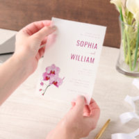 Invitation de mariage élégante à l'orchidée rose