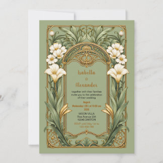 Invitation de mariage élégante Art Nouveau Fleur f