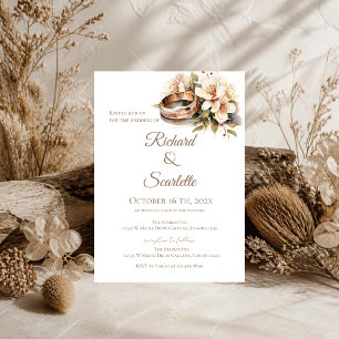Invitation de mariage élégante aux anneaux floraux