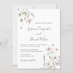 Invitation de mariage élégante aux fleurs sauvages