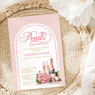 Invitation de mariage élégante aux perles rose et