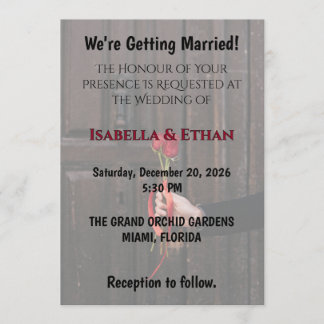 Invitation de mariage élégante aux roses rouges ro