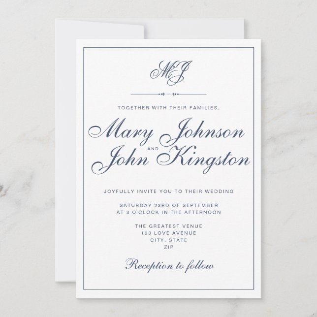 Invitation de mariage élégante avec code QR (Devant)