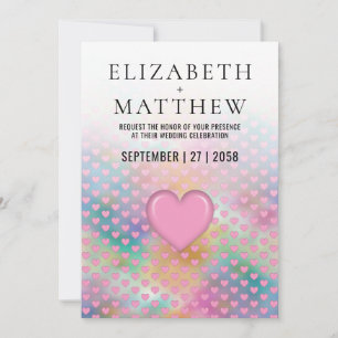 Invitation de mariage élégante avec cœur rose