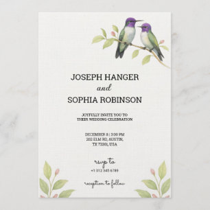 Invitation de mariage élégante avec deux oiseaux