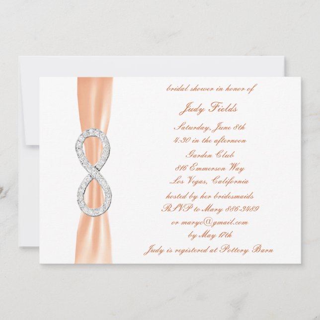 Invitation de mariage élégante avec diamant orange (Devant)
