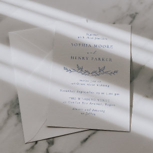 Invitation de mariage élégante avec ligne bleue et