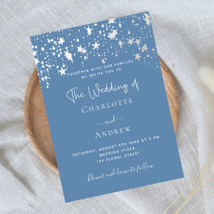 Invitation de mariage élégante bleu poussiéreux