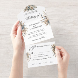 Invitation de mariage élégante Bohème Herbe de Pam