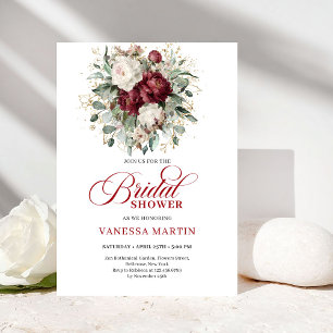 Invitation de mariage élégante bordeaux florale do