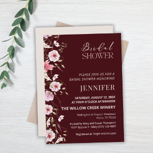 Invitation de mariage élégante burgundy florale po