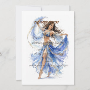 Invitation de mariage élégante danseuse bleue