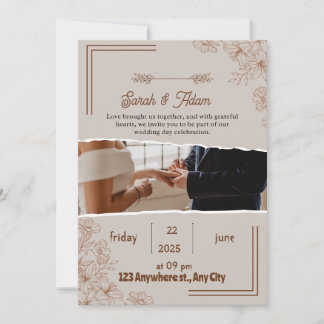 Invitation de mariage élégante | Design floral ave