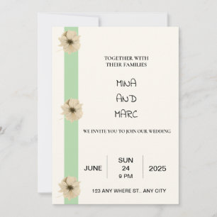 Invitation de mariage élégante - Design floral cla