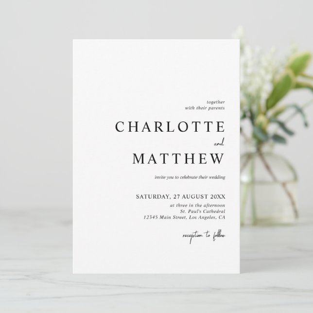 Invitation de mariage élégante | Détails sur le do (Debout devant)