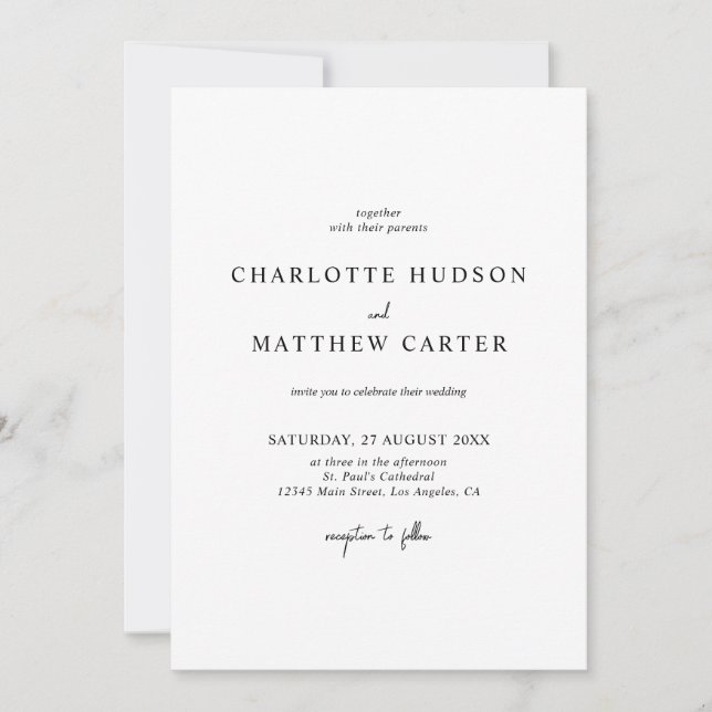 Invitation de mariage élégante | Détails sur le do (Devant)