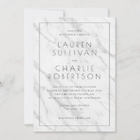 Invitation de mariage élégante en marbre blanc