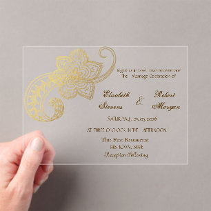 Invitation de mariage élégante et chic à motif pai